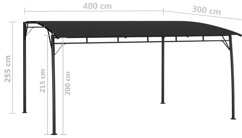 Toldo para-sol de jardim 4x3x2,55 m antracite