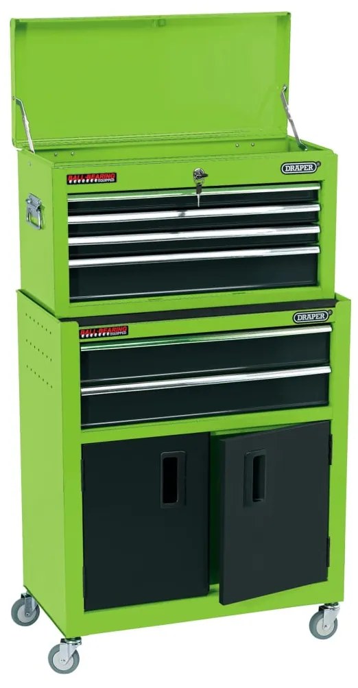 429542 Draper Tools Armário de ferramentas com rodas 61,6x33x99,8 cm verde