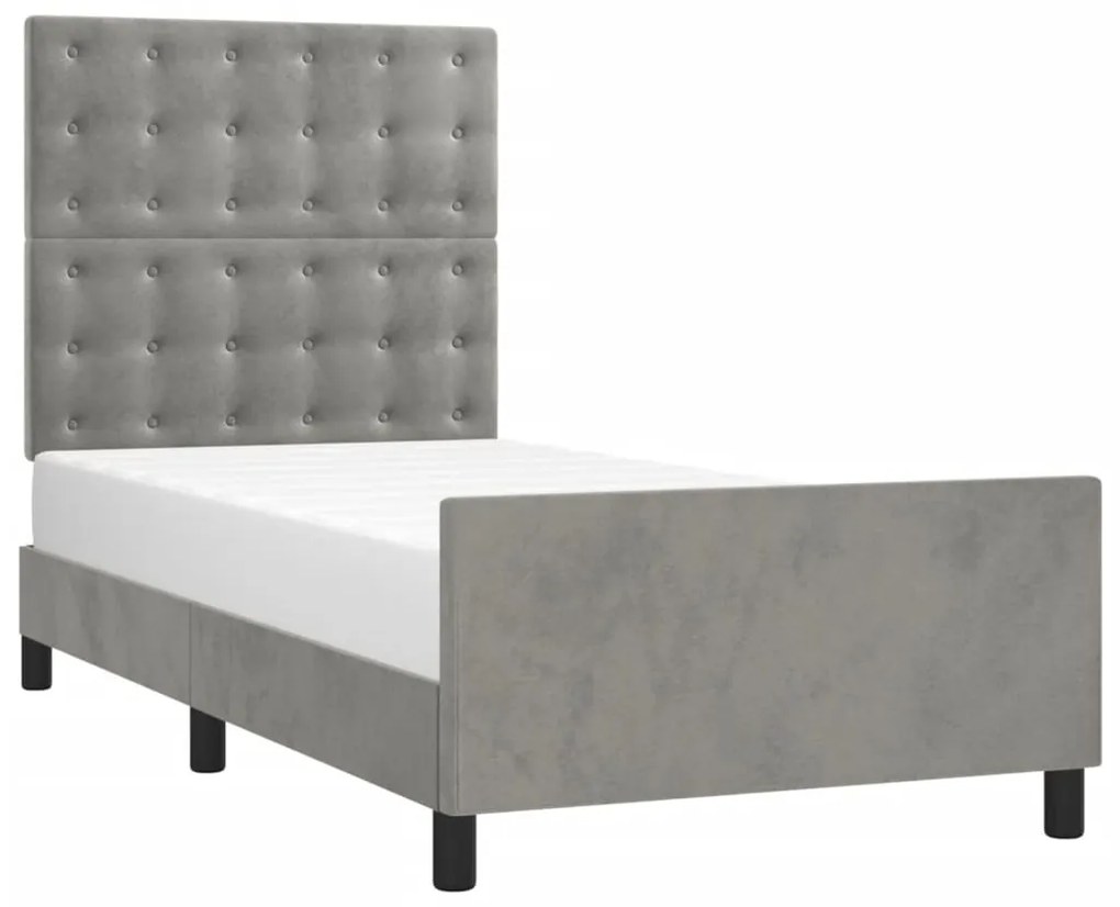 Estrutura de cama sem colchão 90x190 cm veludo cinzento-claro