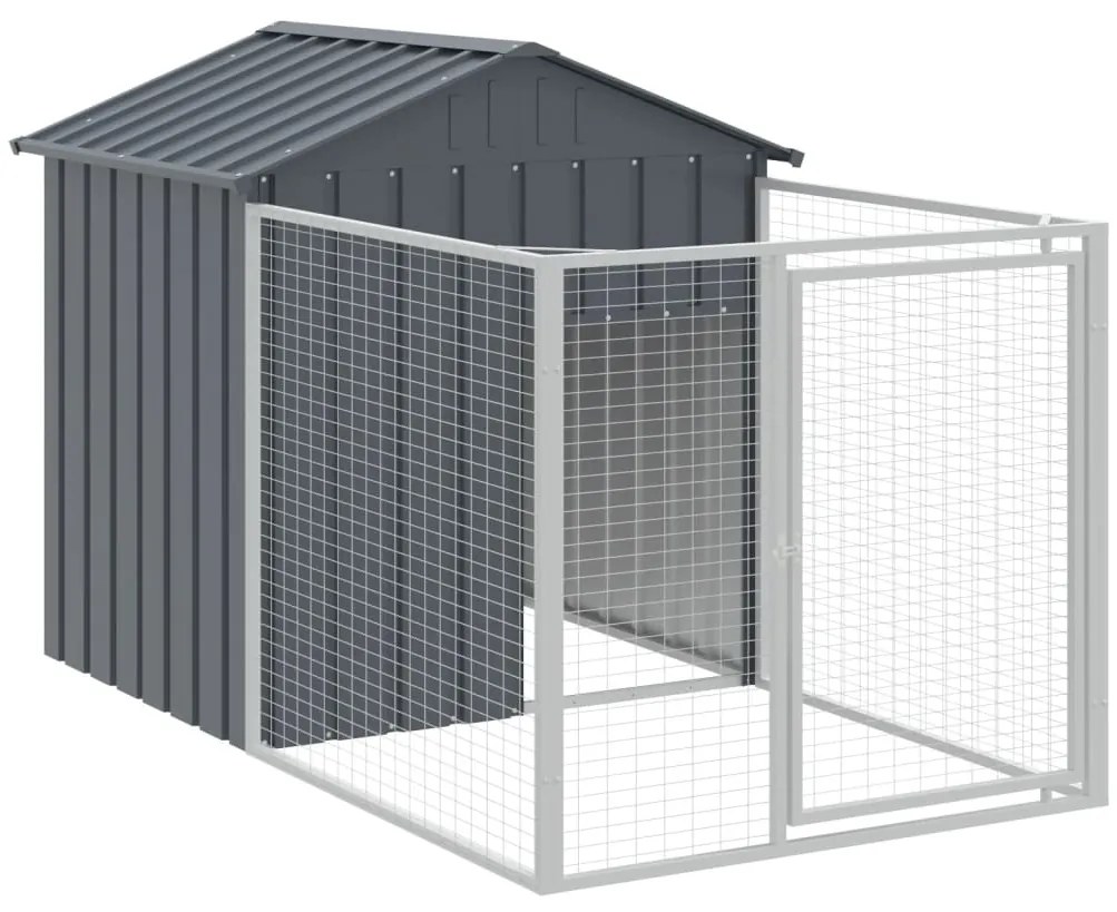 Casota p/ cães c/ telhado 117x405x123cm aço galvaniz. antracite