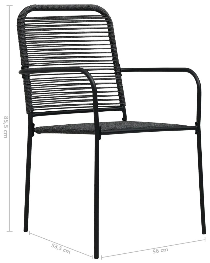 7 pcs conjunto de jantar p/ jardim corda de algodão e aço preto