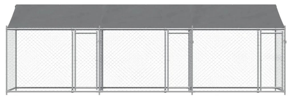 Jaula para cão com telhado/portas 6x2x2 m aço galvanizado cinza