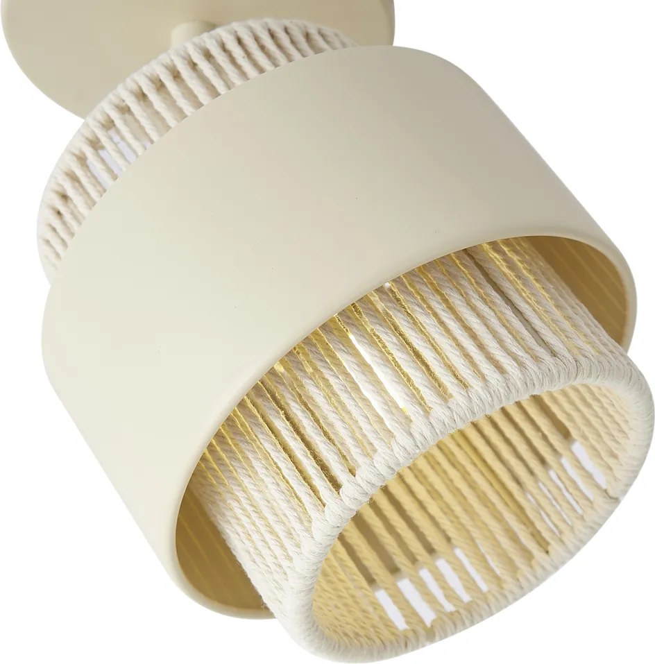 Foco moderno bege com corda, giratório e inclinável - Kora