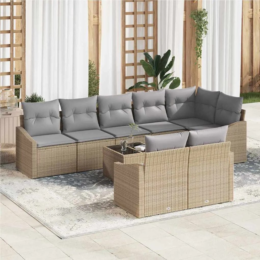 vidaXL Conjunto de Sofá de Jardim 9 Peças com Almofadas em Rattan Preto