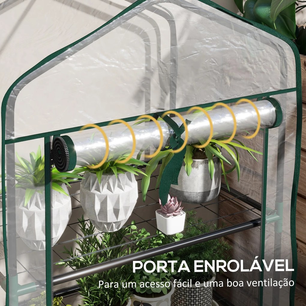Estufa de Jardim de 3 Níveis Estufa de Terraço com 3 Prateleiras 1 Por