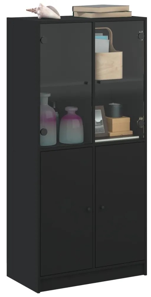 Armário alto c/ portas 68x37x142 cm derivados de madeira preto