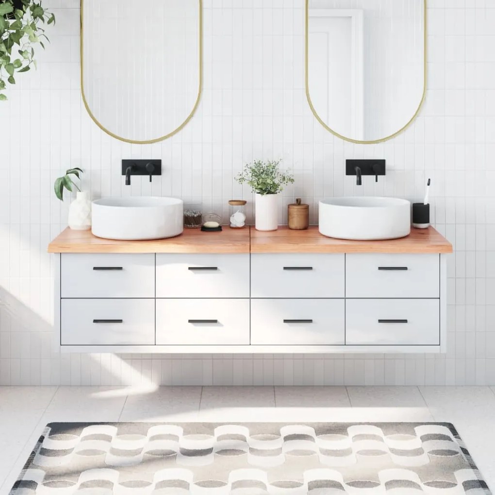 3156167 vidaXL Bancada p/ WC 180x60x4 cm madeira maciça tratada castanho-claro