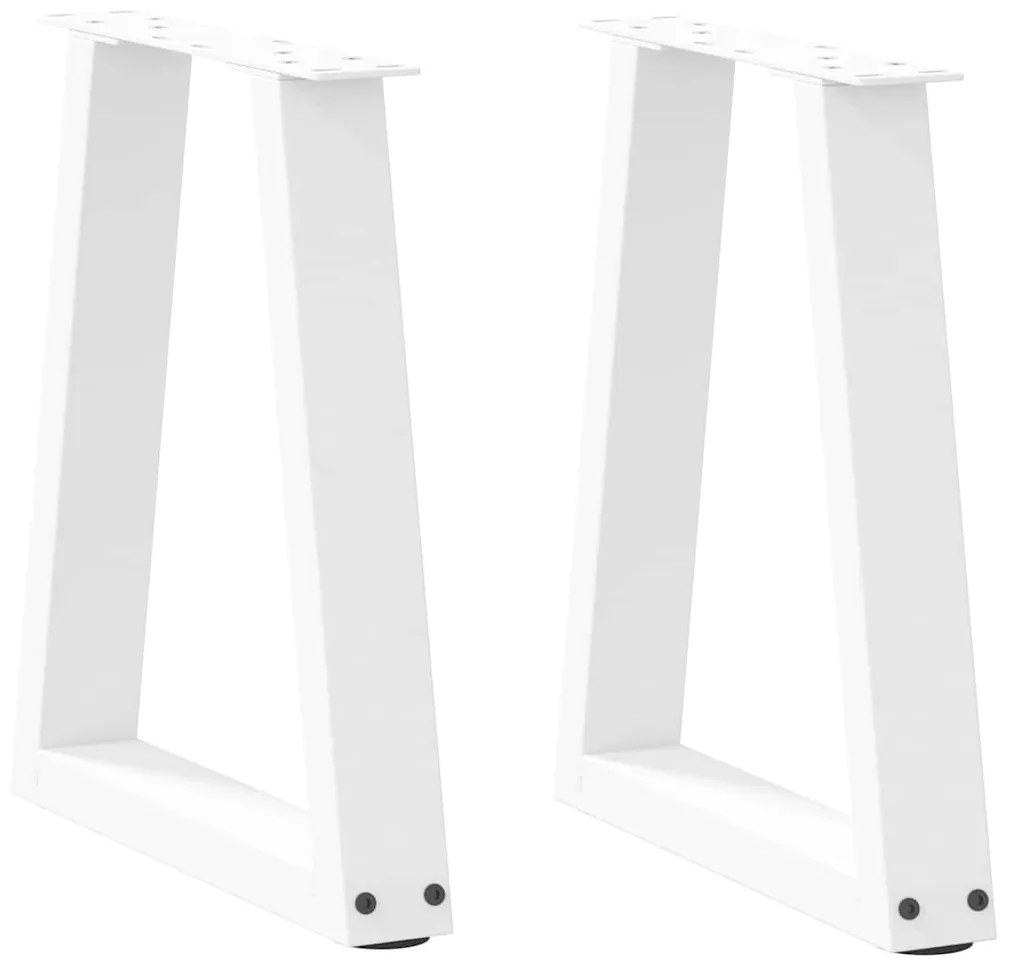 Mesa de jantar pernas 2pcs forma de V 38x(42-43,3)cm aço branco