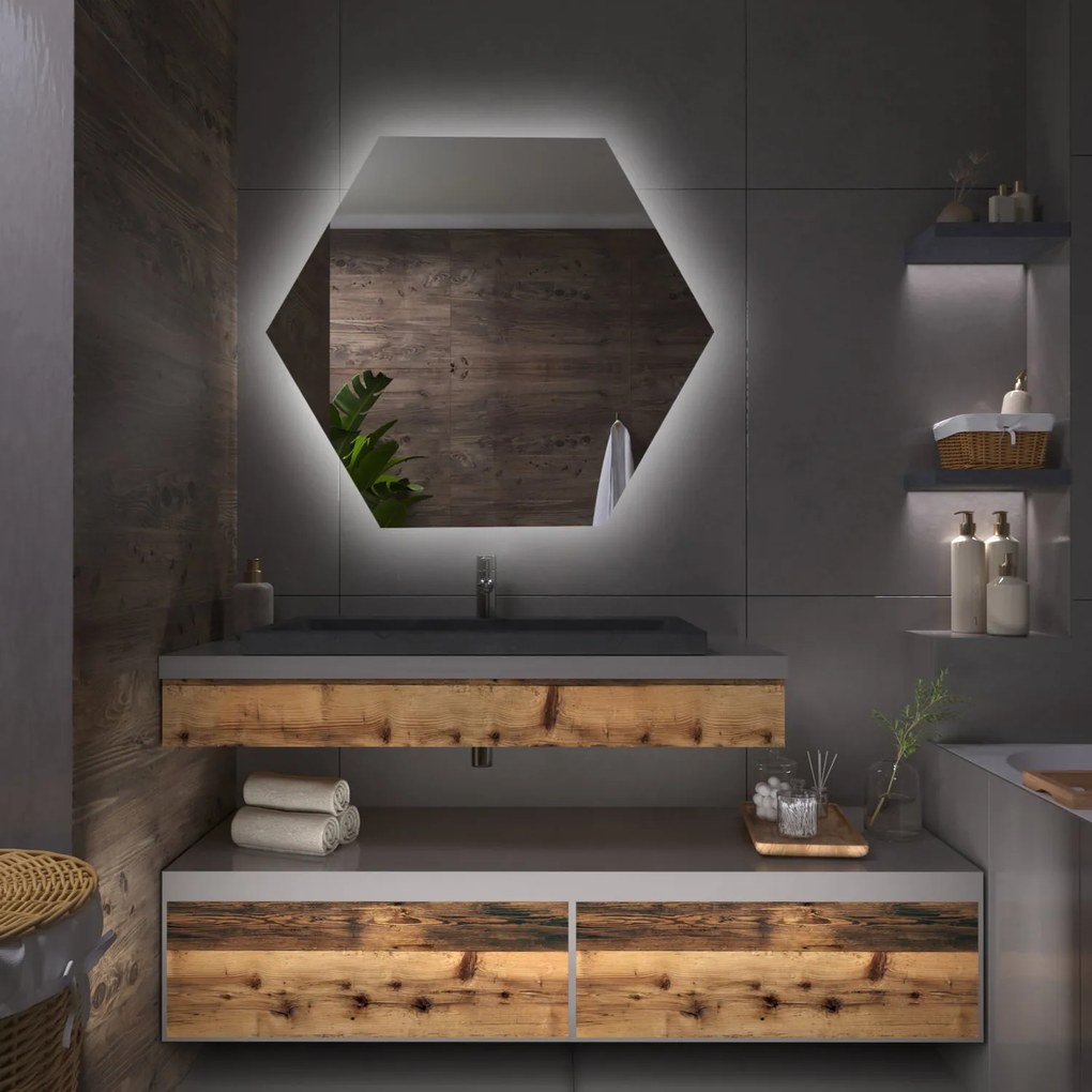 Espelho hexagonal com luz G10