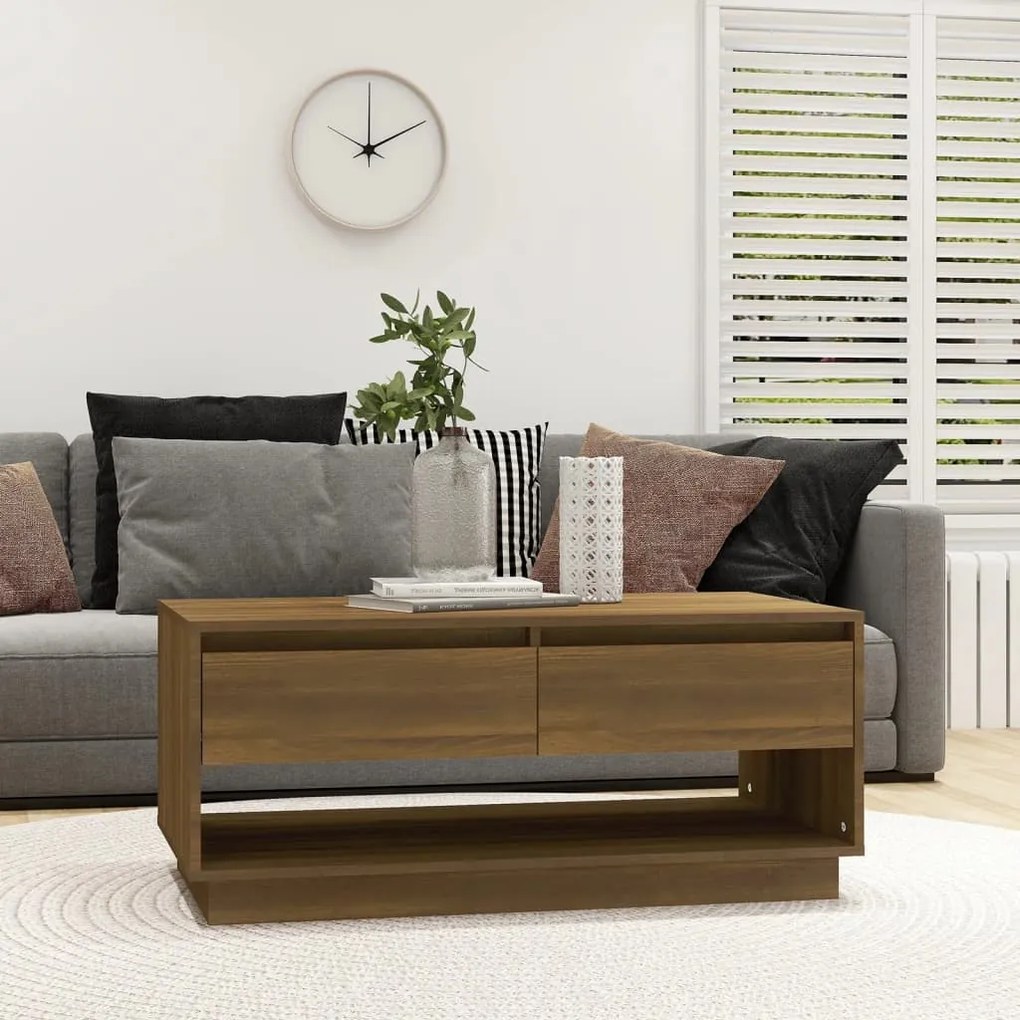 Mesa centro 102,5x55x44 cm derivados madeira carvalho castanho