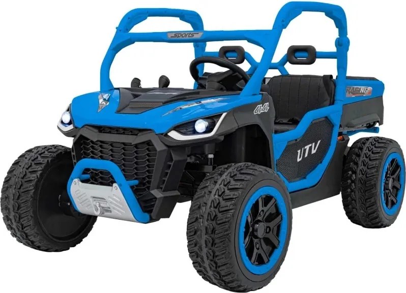 Carro elétrico para Crianças 3 a 7 anos,  2 Lugares Farmer Truck UTV Racing 24V 4x4 Rodas Espuma EVA, assento couro ecológico Azul
