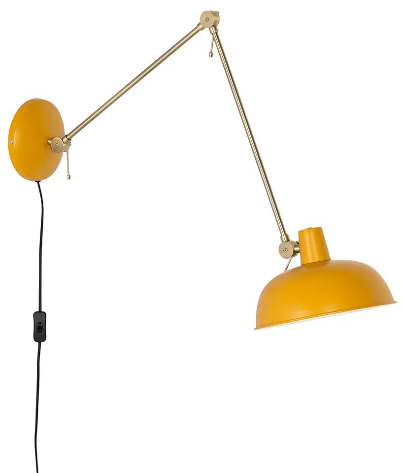 Candeeiro de parede retro amarelo com bronze - Milou Candeeiro de parede retro amarelo com bronze - Milou Retro