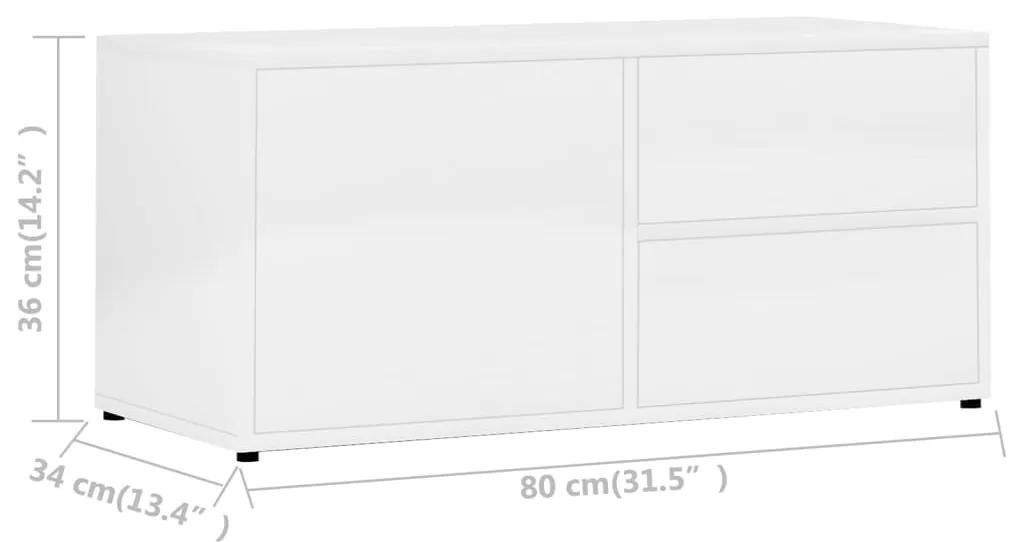 Móvel de TV 80x34x36 cm contraplacado branco brilhante