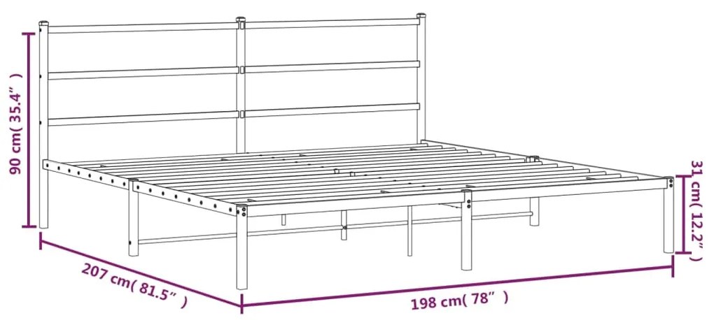Estrutura de cama com cabeceira 193x203 cm metal branco