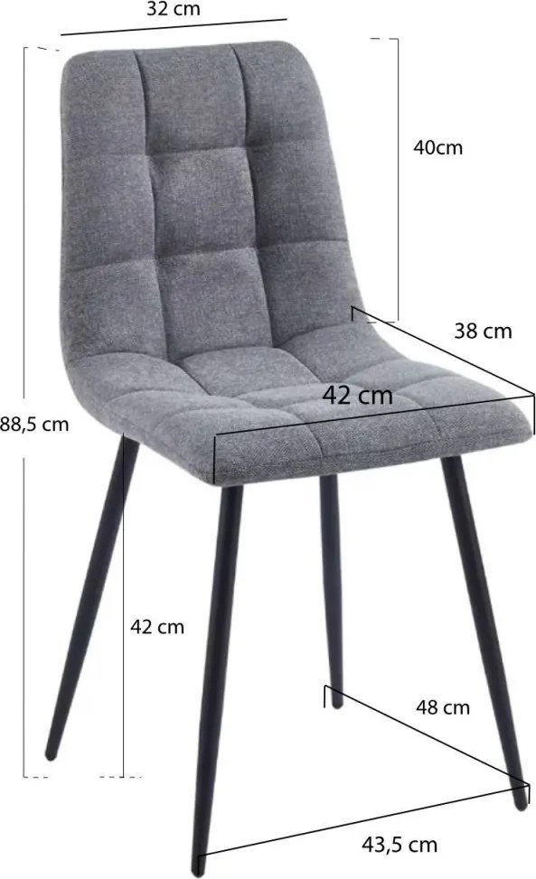 Pack 4 Cadeiras Stuhl Tecido - Cinza escuro