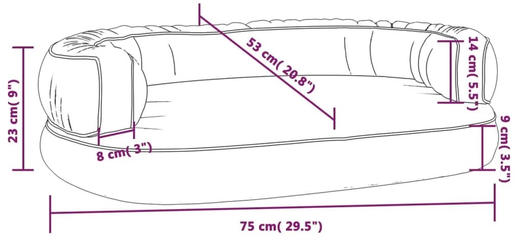 Cama p/ cães espuma ergonómico 75x53 cm couro artific. castanho