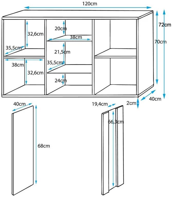 Aparador Lukis com Luzes LED de 120cm - Branco Brilhante - Design Mode