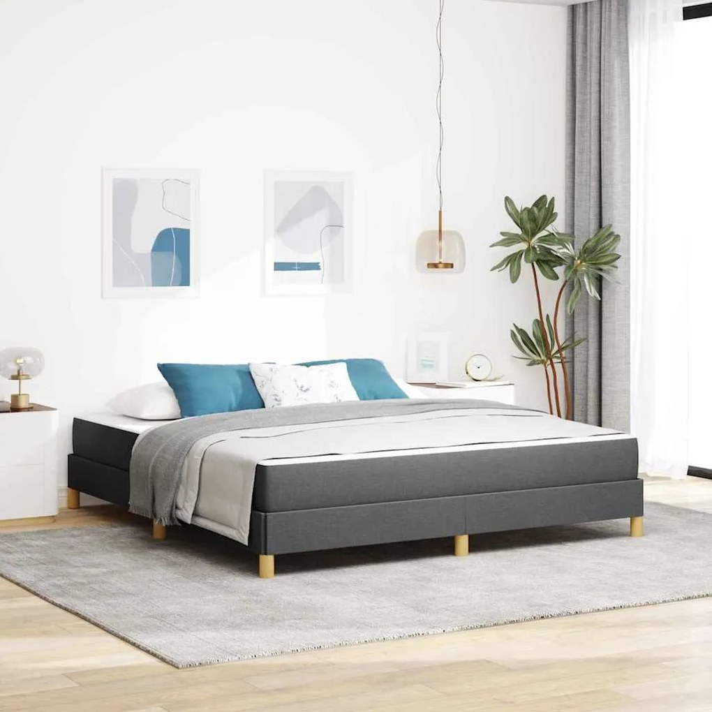 vidaXL Cama Box com colchão Cinza Escuro 180 x 200 cm tecido