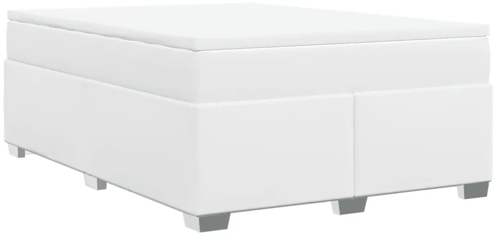 Cama com molas/colchão 160x200 cm couro artificial branco