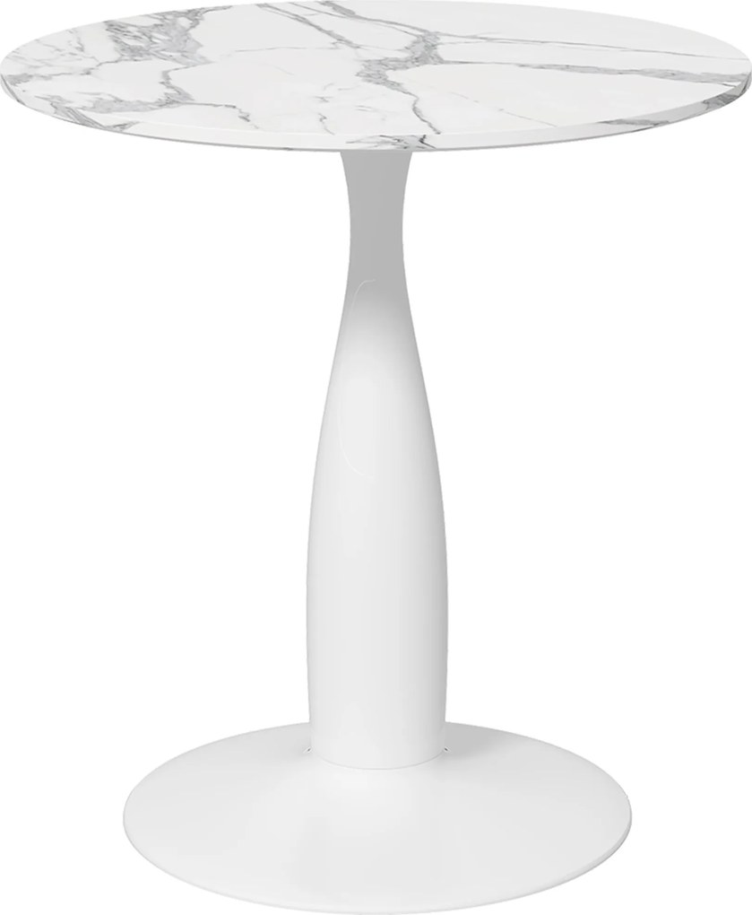 HOMCOM Mesa de jantar redonda, aço com acabamento em pó, MDF com melamina, pés antiderrapantes, 70 x 74 cm, Branco | Aosom Portugal