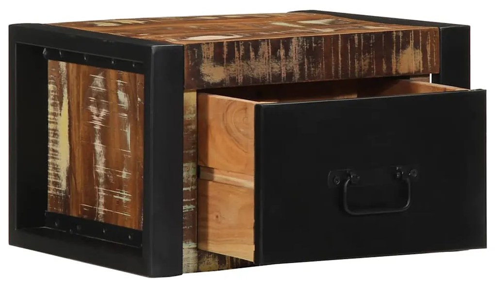 Mesa de cabeceira multicor 40x35x25cm madeira maciça recuperada