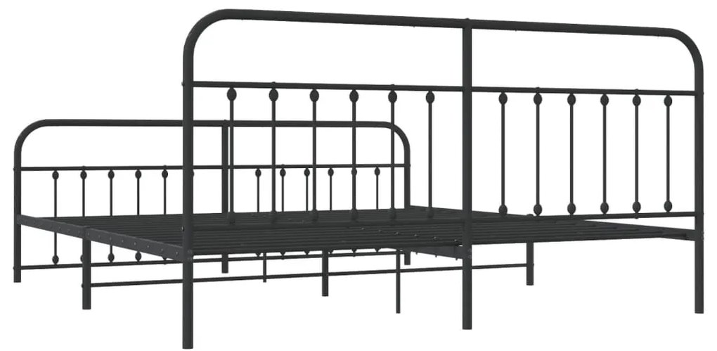 Estrutura de cama com cabeceira e pés 200x200 cm metal preto