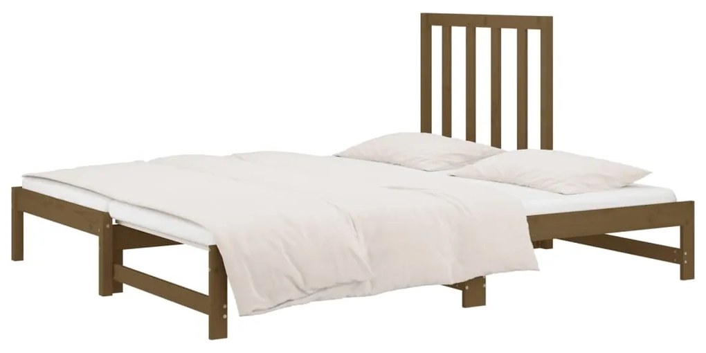 Estrutura sofá-cama de puxar 2x(90x200) cm pinho castanho-mel