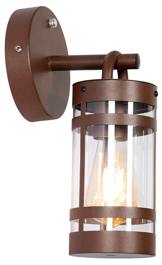 Candeeiro de parede exterior castanho enferrujado IP44 com sensor crepuscular - Ruben Industrial