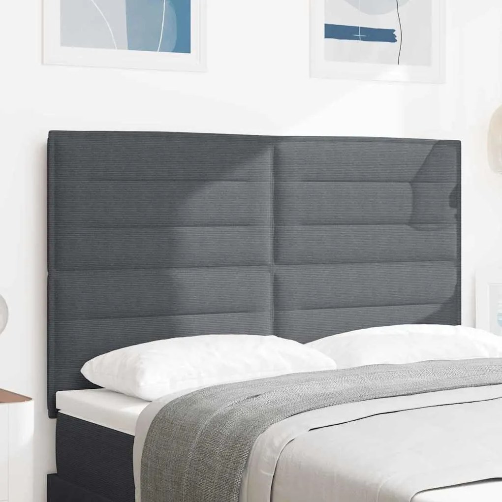 Cabeceira vidaXL Design Simples Cinza Escuro 140 cm Tecido de Corduroy