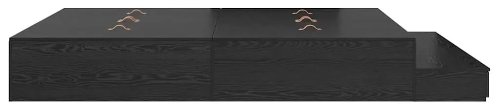 Estrado de Cama com Arrumação Carvalho Preto 200x200 cm