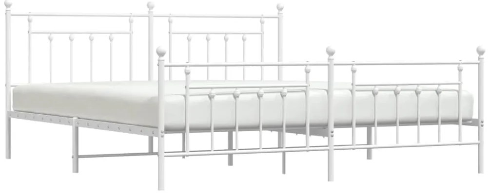 Estrutura de cama com cabeceira e pés 200x200 cm metal branco