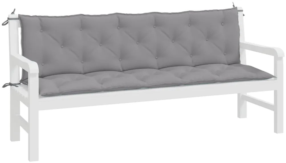Almofadões banco jardim 2 pcs 180x50x7cm tecido oxford cinzento