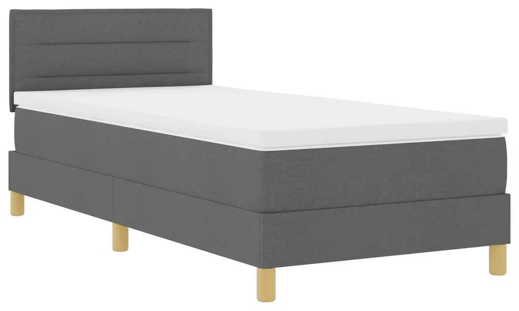 Cama Box Spring com Colchão Cinza Escuro 90x190 cm Tecido