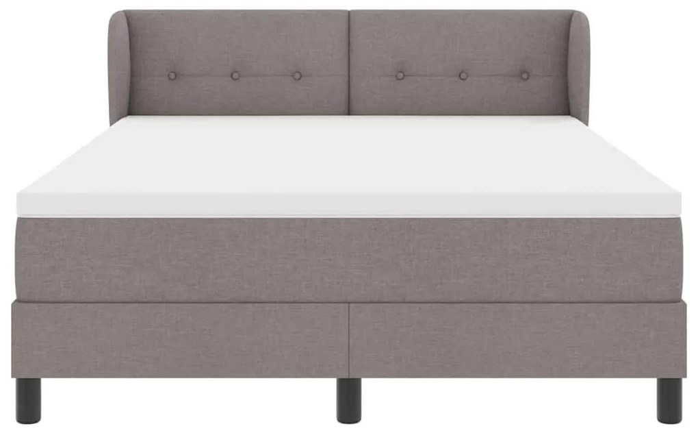 Cama Box Spring com Colchão Taupe 140x200 cm em Tecido
