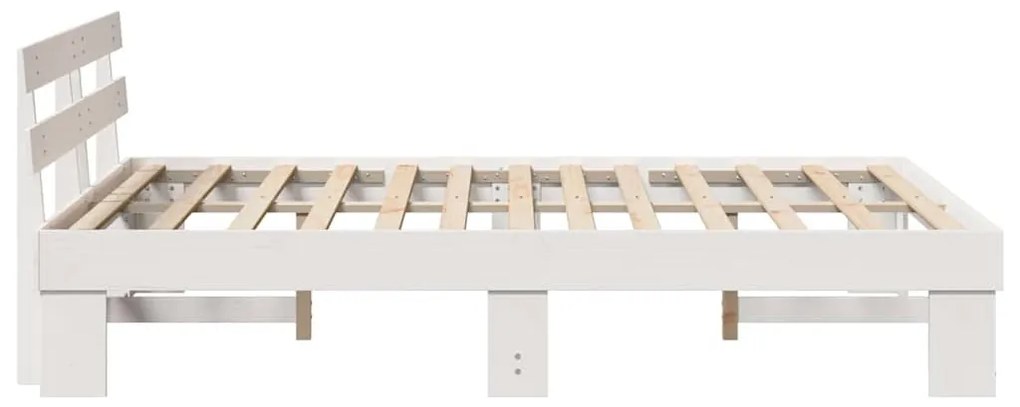 Estrado de Cama com Cabeceira Branco 140x200 cm Madeira Sólida Pinho