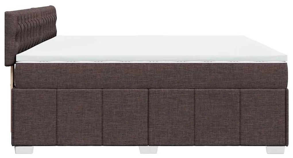 Cama com molas/colchão 200x200 cm tecido castanho-escuro