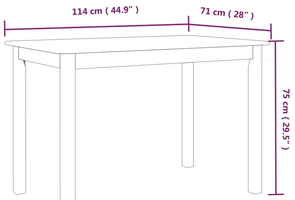 Mesa de jantar 114x71x75cm madeira de seringueira maciça branco
