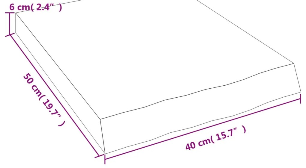 Prateleira de parede 40x50x(2-6) cm carvalho maciço não tratado