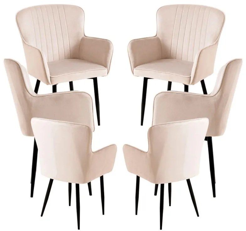 Pack 6 Cadeiras Dalye Veludo - Beige