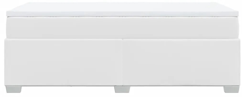 Cama com molas/colchão 90x190 cm couro artificial branco