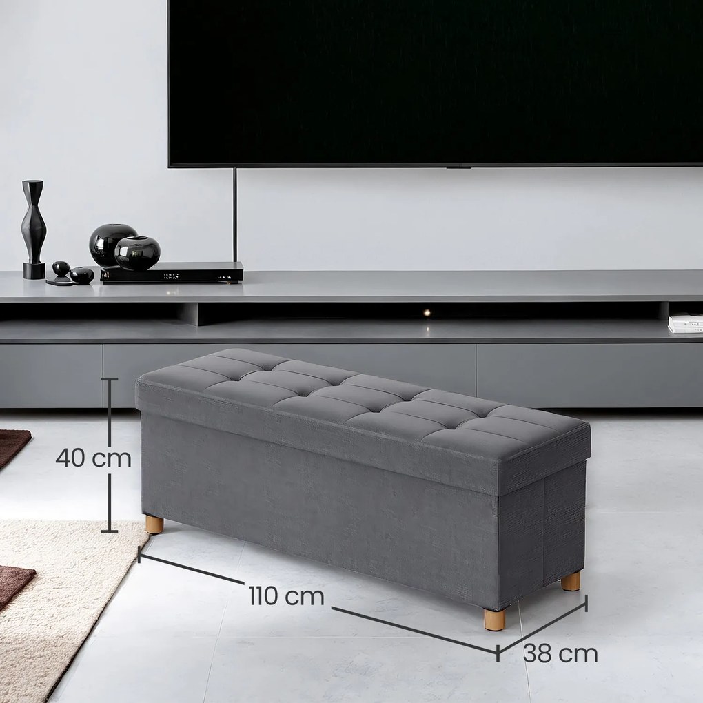 Banco com espaço de arrumação 38 x 110 x 40 cm cinzenta