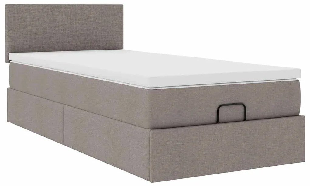 Cama otomana com colchão 100x200 cm tecido cinza