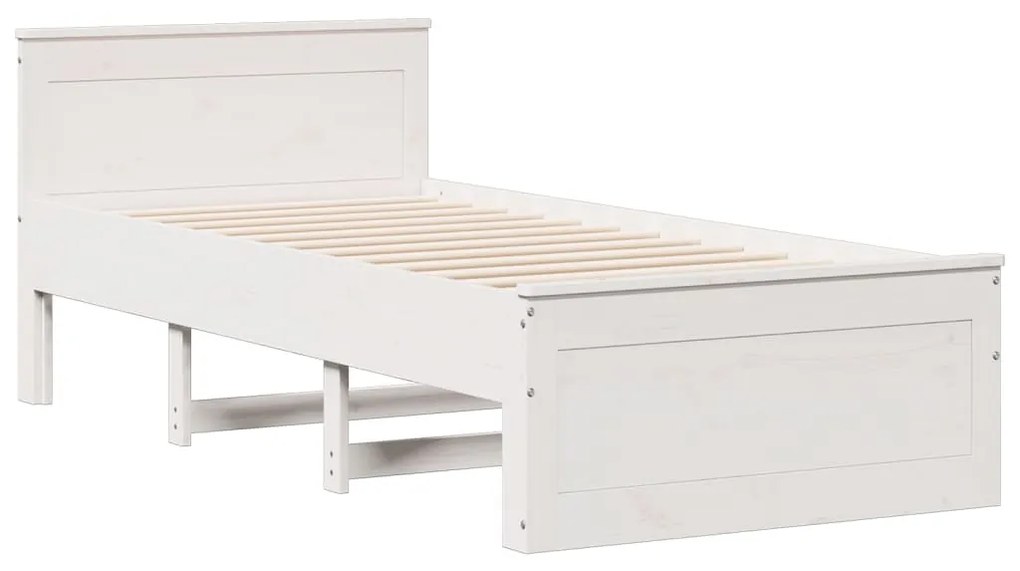 Cama com estante sem colchão 90x200 cm pinho maciço branco