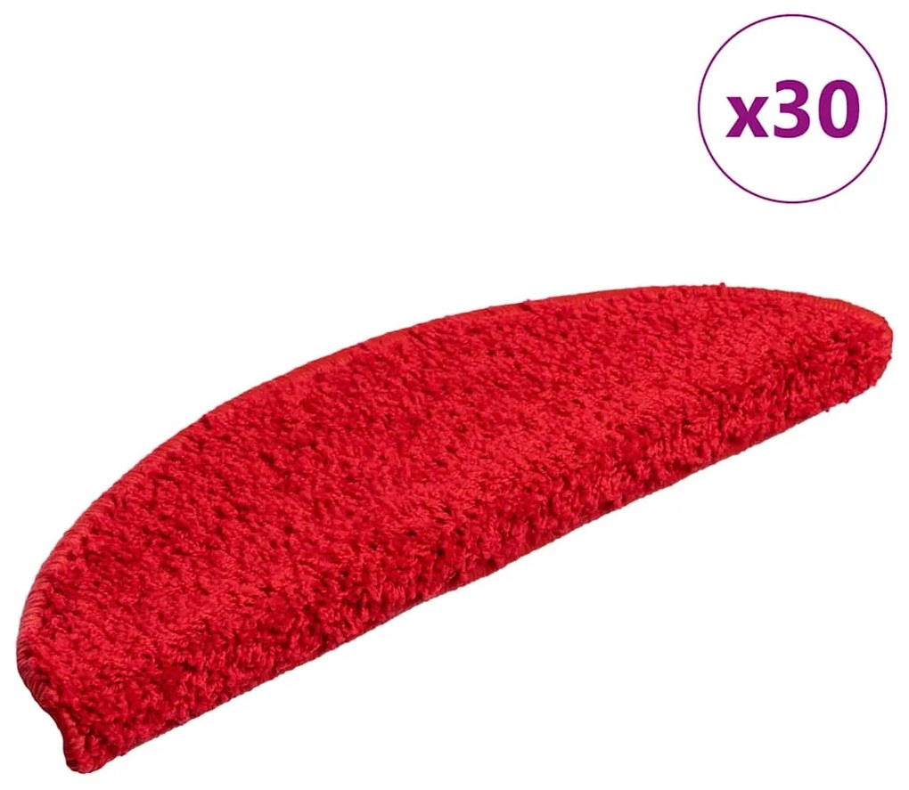 Tapetes de escada 30 pcs 56x17x3 cm vermelho