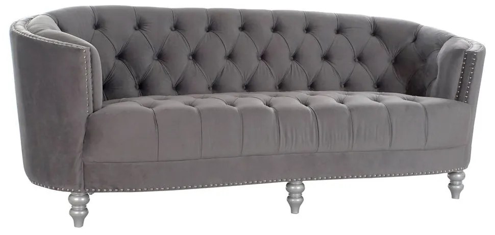 Sofá de 3 Lugares DKD Home Decor Cinzento Poliéster Metal (225 x 85 x 80 cm)