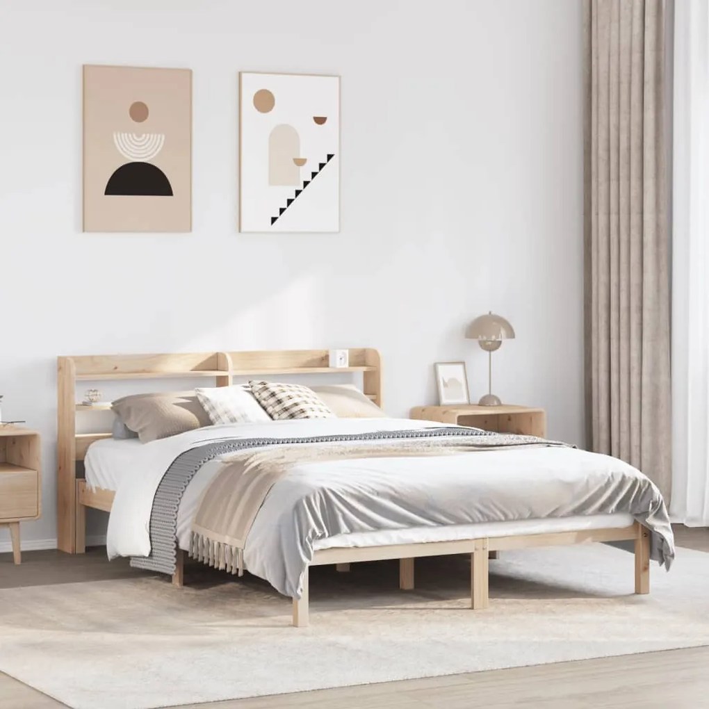 vidaXL Cama sem colchão 140x200 cm madeira de pinho maciça