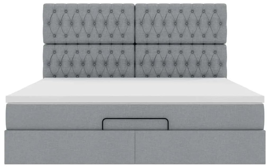 Estrutura cama otomana colchão 160x200 cm tecido cinzento claro