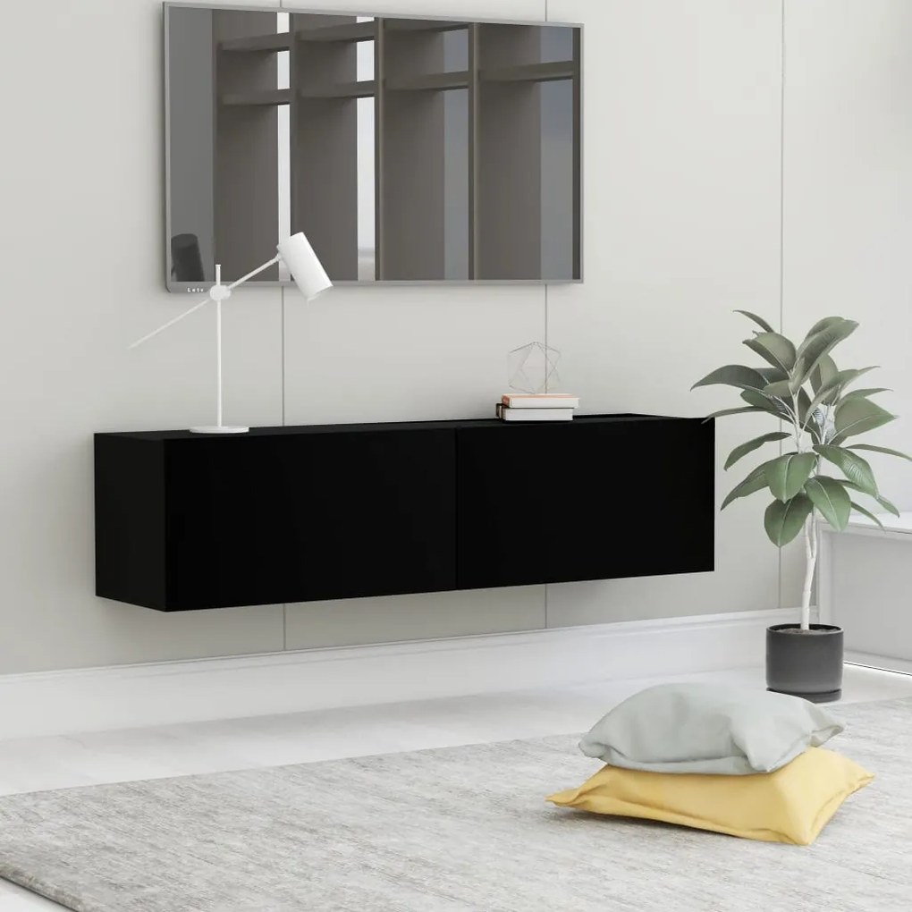 Móvel de TV 120x30x30 cm derivados de madeira preto