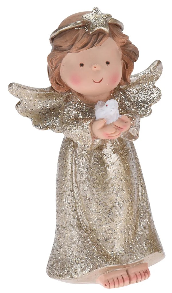 Anjo Decorativo Resina Dourado 12CM