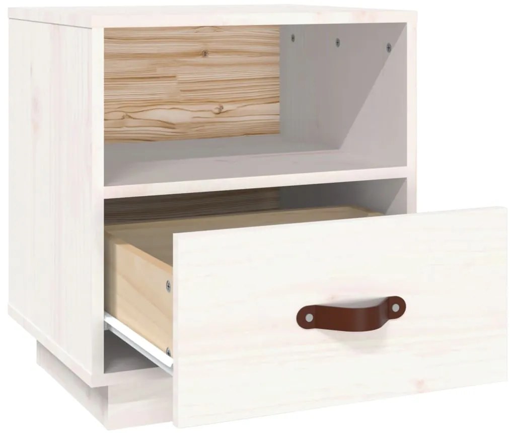 Mesa de cabeceira 40x34x45 cm madeira de pinho maciça branco